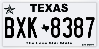 TX license plate BXK8387