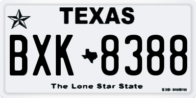 TX license plate BXK8388