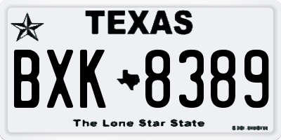 TX license plate BXK8389