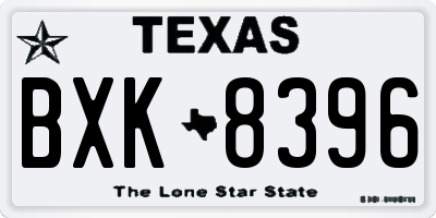 TX license plate BXK8396
