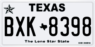 TX license plate BXK8398