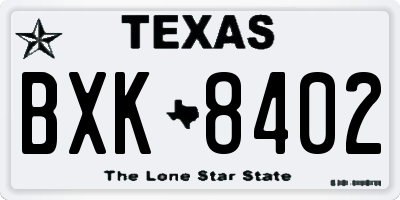 TX license plate BXK8402