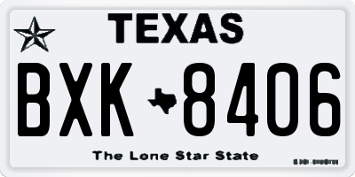 TX license plate BXK8406