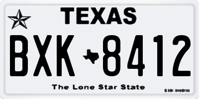 TX license plate BXK8412