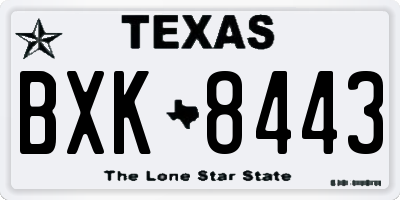 TX license plate BXK8443