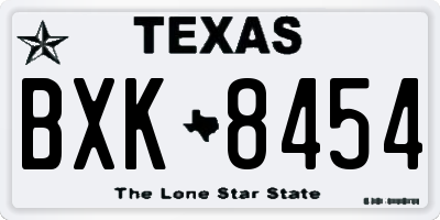 TX license plate BXK8454