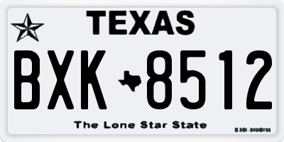 TX license plate BXK8512