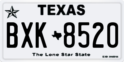 TX license plate BXK8520