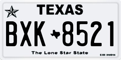 TX license plate BXK8521