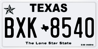 TX license plate BXK8540