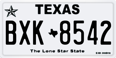 TX license plate BXK8542