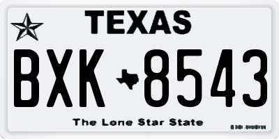 TX license plate BXK8543