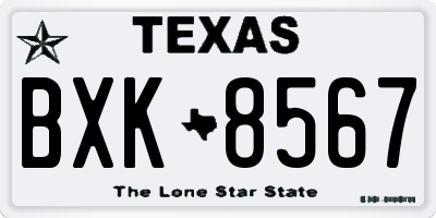 TX license plate BXK8567