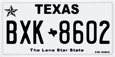 TX license plate BXK8602