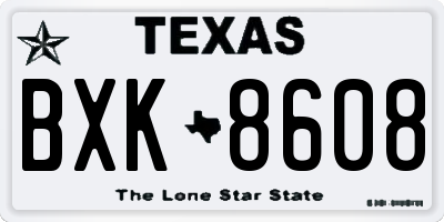TX license plate BXK8608