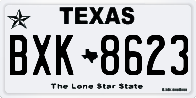 TX license plate BXK8623