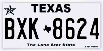 TX license plate BXK8624