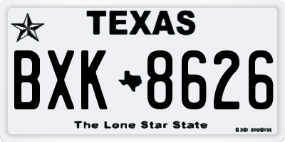 TX license plate BXK8626