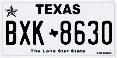 TX license plate BXK8630
