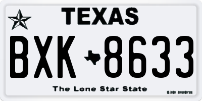 TX license plate BXK8633
