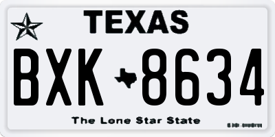 TX license plate BXK8634