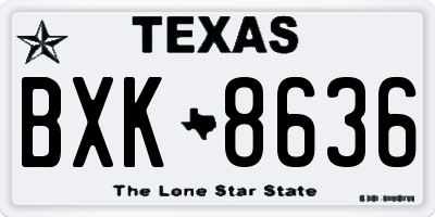 TX license plate BXK8636