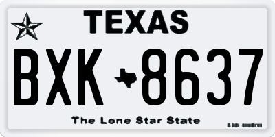 TX license plate BXK8637