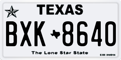 TX license plate BXK8640