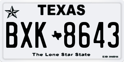 TX license plate BXK8643