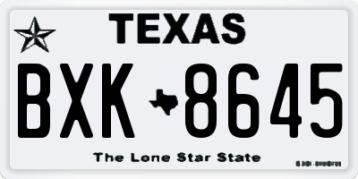 TX license plate BXK8645