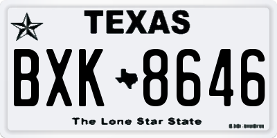 TX license plate BXK8646