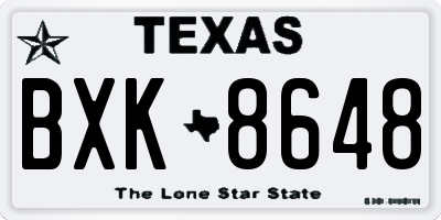 TX license plate BXK8648