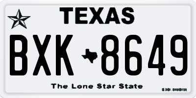 TX license plate BXK8649