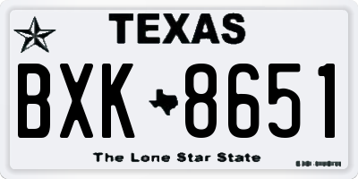 TX license plate BXK8651