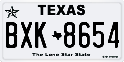 TX license plate BXK8654