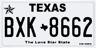 TX license plate BXK8662