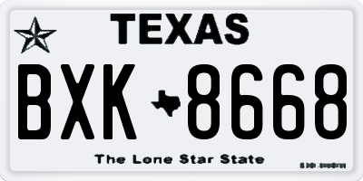 TX license plate BXK8668