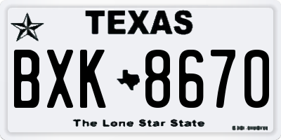 TX license plate BXK8670