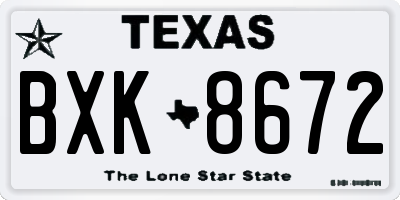 TX license plate BXK8672