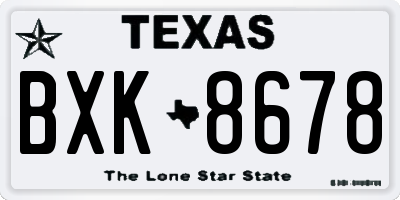TX license plate BXK8678