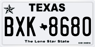TX license plate BXK8680