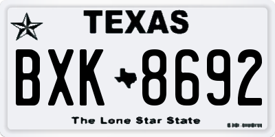 TX license plate BXK8692
