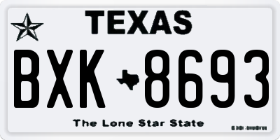 TX license plate BXK8693