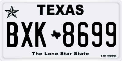 TX license plate BXK8699
