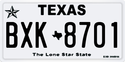 TX license plate BXK8701