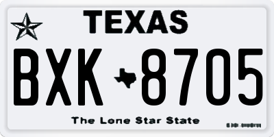 TX license plate BXK8705