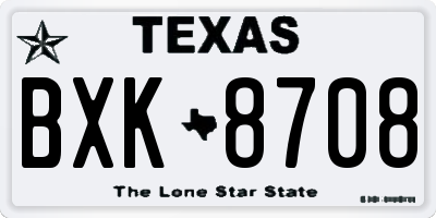 TX license plate BXK8708