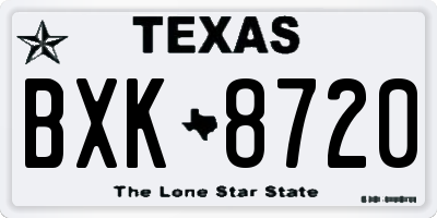 TX license plate BXK8720