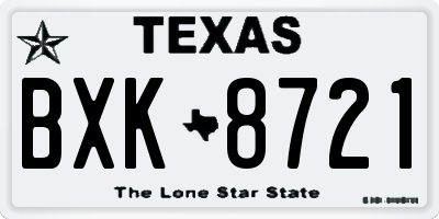TX license plate BXK8721