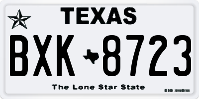 TX license plate BXK8723